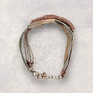 Multi-strand Rose Gold and Gray Cord Bracelet